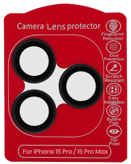 Casper Camera Lens Protector Compatible For iPhone 15 Pro / 15 Pro Max (Black) (Clear)