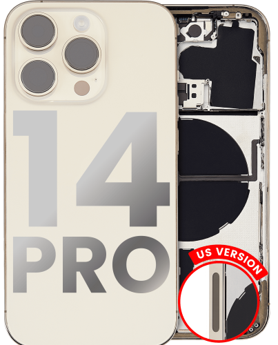 Back Housing W/ Small Pre-Installed Compatible For iPhone 14 Pro (U.S Version) (Used OEM Pull: Grade A) (Gold)