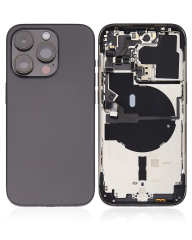 Back Housing W/ Small Pre-Installed Compatible For iPhone 14 Pro (U.S Version) (Used OEM Pull: Grade A) (Space Black)