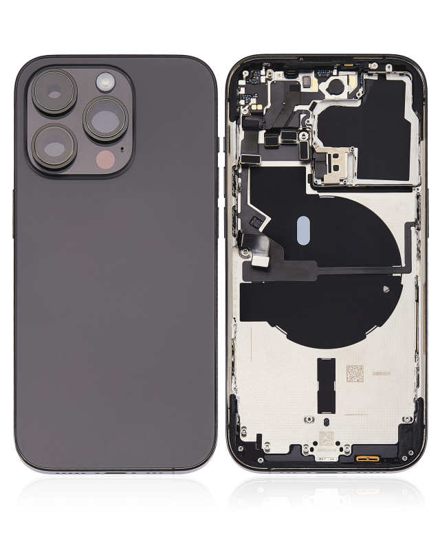 Back Housing W/ Small Pre-Installed Compatible For iPhone 14 Pro (U.S Version) (Used OEM Pull: Grade A) (Space Black)