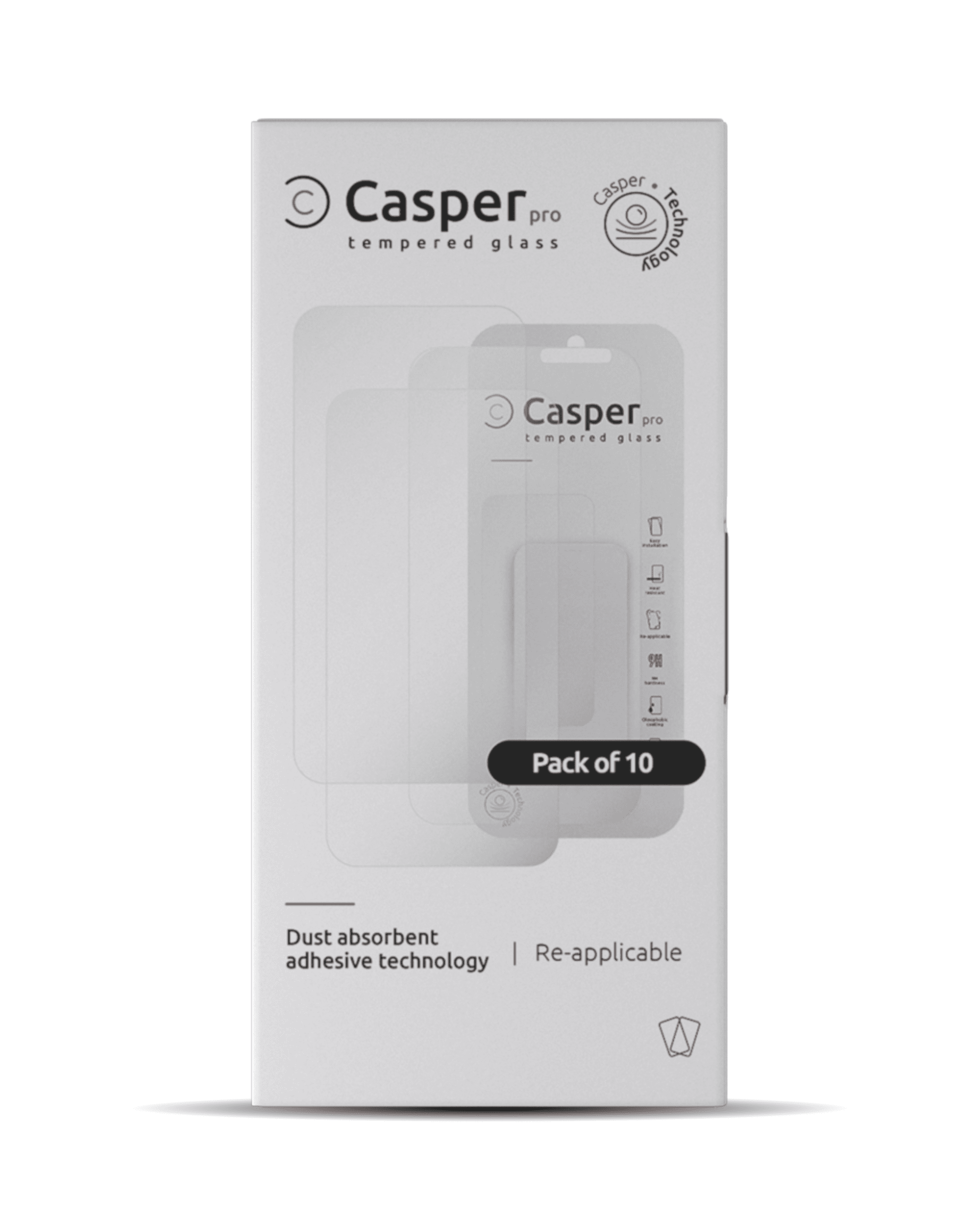 Casper Pro Tempered Glass Compatible For iPhone 14 Pro (10 Pack) (Clear)