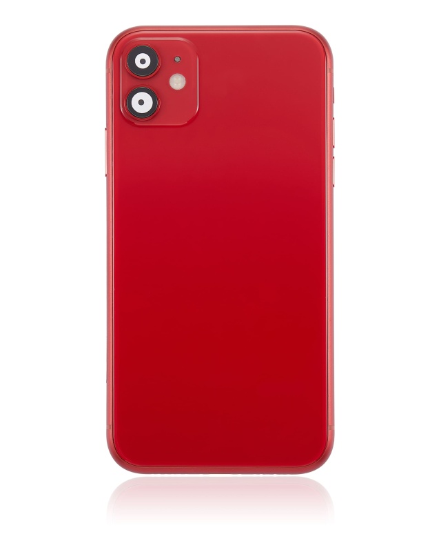 Back Housing W/ Small Components Pre-Installed Compatible For iPhone 11 (No Logo) (Aftermarket Plus) (Red)