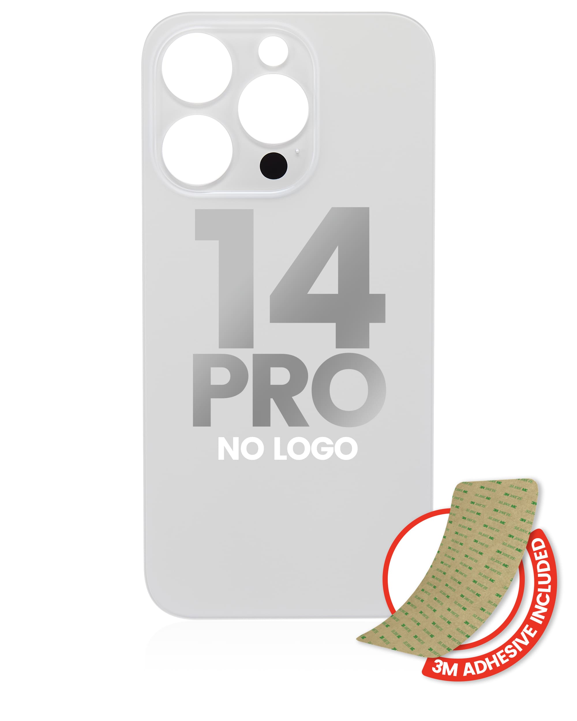 Back Glass With 3M Adhesive Compatible For iPhone 14 Pro (No Logo / Large Camera Hole) (Silver)