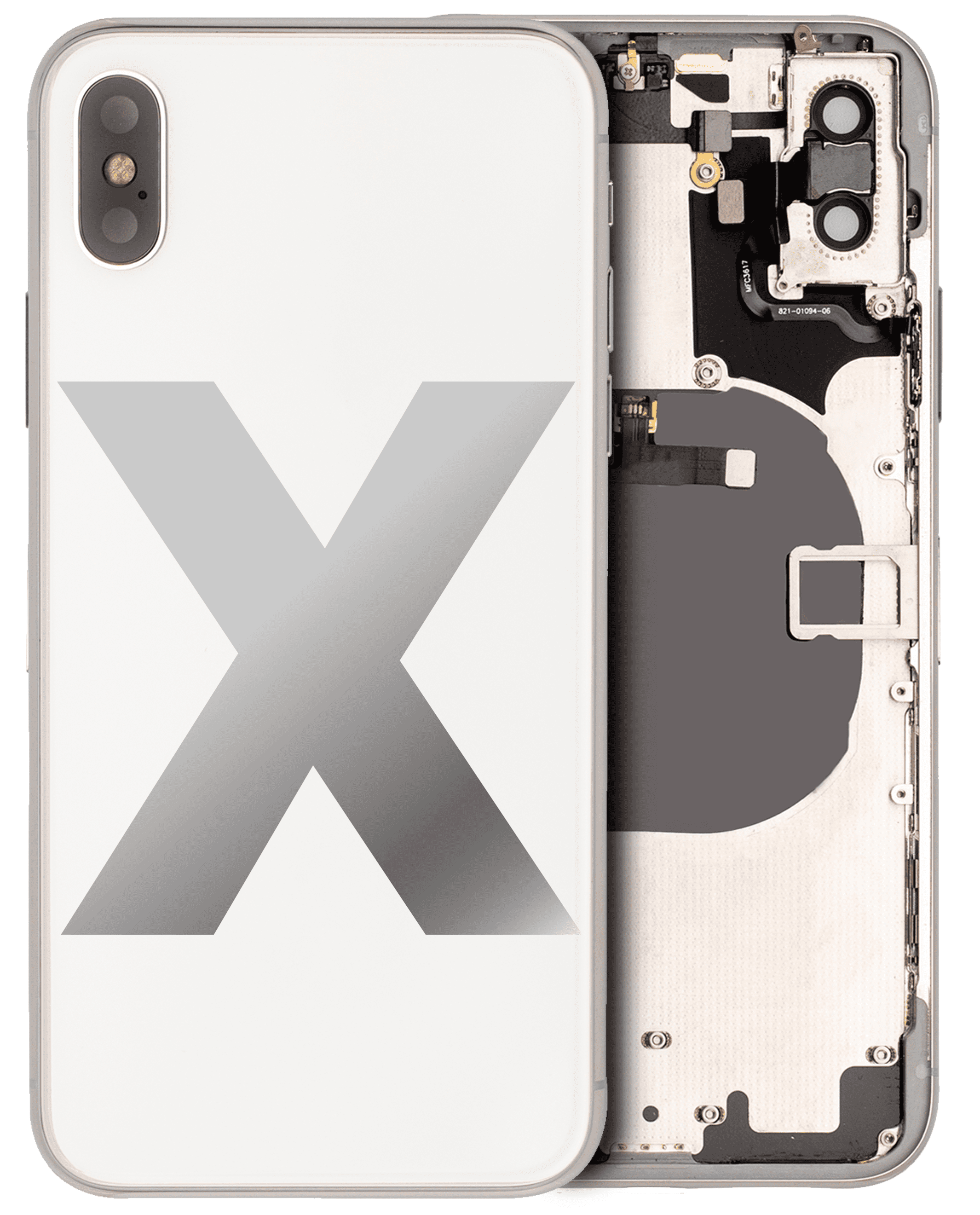 Back Housing W/ Small Components Pre-Installed Compatible For iPhone X (Used OEM Pull: Grade A) (Silver)