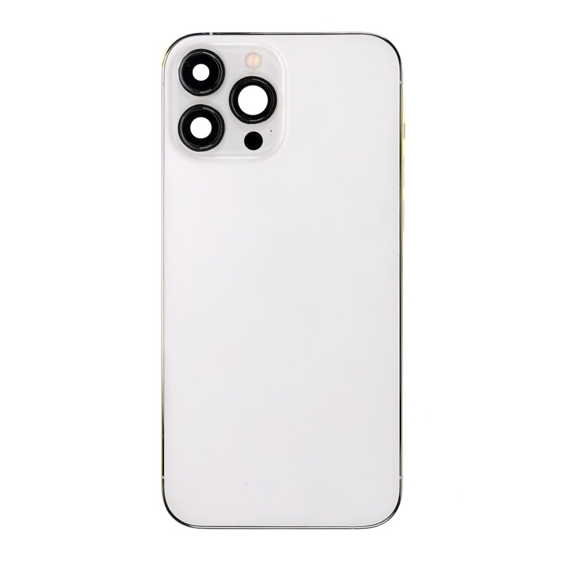 Back Housing W/ Small Components Pre-Installed Compatible For iPhone 13 Pro Max (US Version) (Used OEM Pull: Grade B) (Silver)