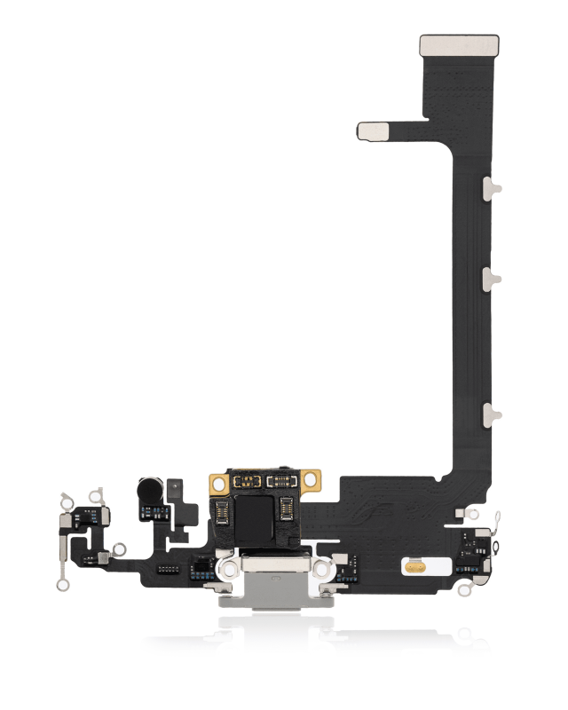 Charging Port Flex Cable With Board Compatible For iPhone 11 Pro Max (Premium) (Silver)