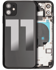 Back Housing W/ Small Components Pre-Installed Compatible For iPhone 11 (Used OEM Pull: Grade A) (Black)