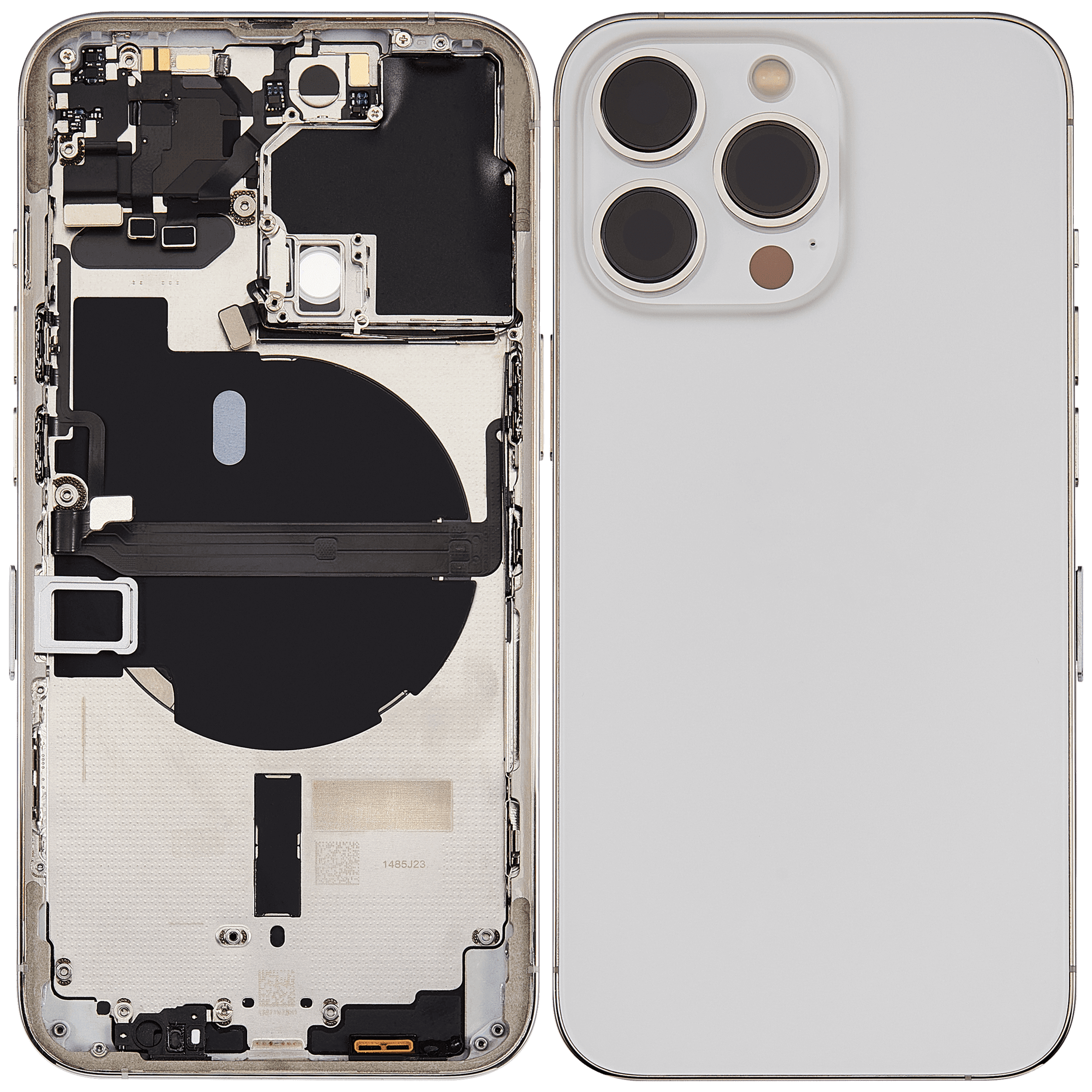 Back Housing W/ Small Components Pre-Installed Compatible For iPhone 13 Pro (International Version) (Used OEM Pull: Grade B) (Silver)