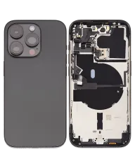 Back Housing W/ Small Pre-Installed Compatible For iPhone 14 Pro (U.S Version) (Used OEM Pull: Grade C) (Space Black)