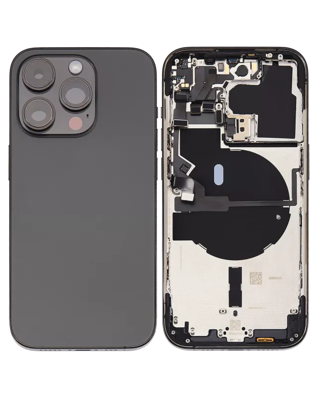 Back Housing W/ Small Pre-Installed Compatible For iPhone 14 Pro (U.S Version) (Used OEM Pull: Grade C) (Space Black)