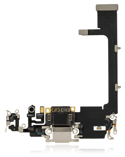 Charging Port Flex Cable With Board Compatible For iPhone 11 Pro (Aftermarket Plus) (Silver)