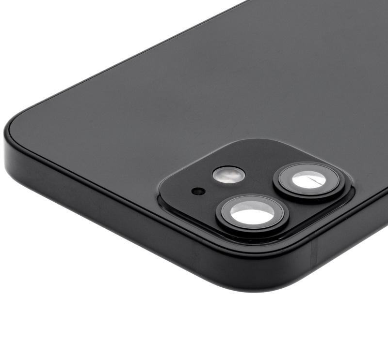 Back Housing W/ Small Components Pre-Installed Compatible For iPhone 12 Mini (International Version) (Used OEM Pull: Grade A) (Black)