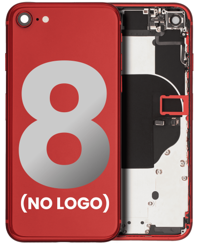 Back Housing W/ Small Components Pre-Installed Compatible For iPhone 8 (No Logo) (Aftermarket Plus) (Red)