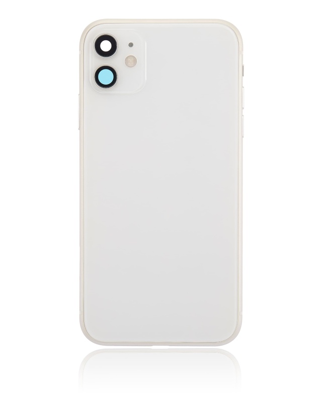 Back Housing W/ Small Components Pre-Installed Compatible For iPhone 11 (No Logo) (Aftermarket Plus) (White)