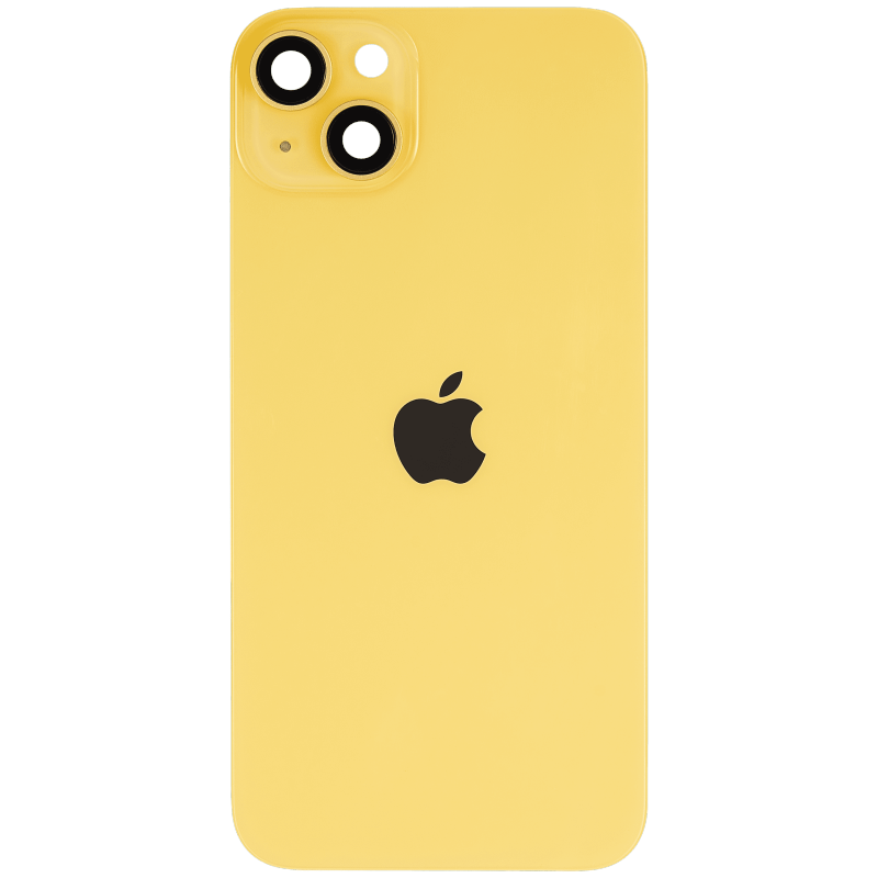 Back Glass With Steel Plate With MagSafe Magnet Pre-Installed Compatible For iPhone 14 Plus (Used OEM Pull: Grade A) (Yellow)