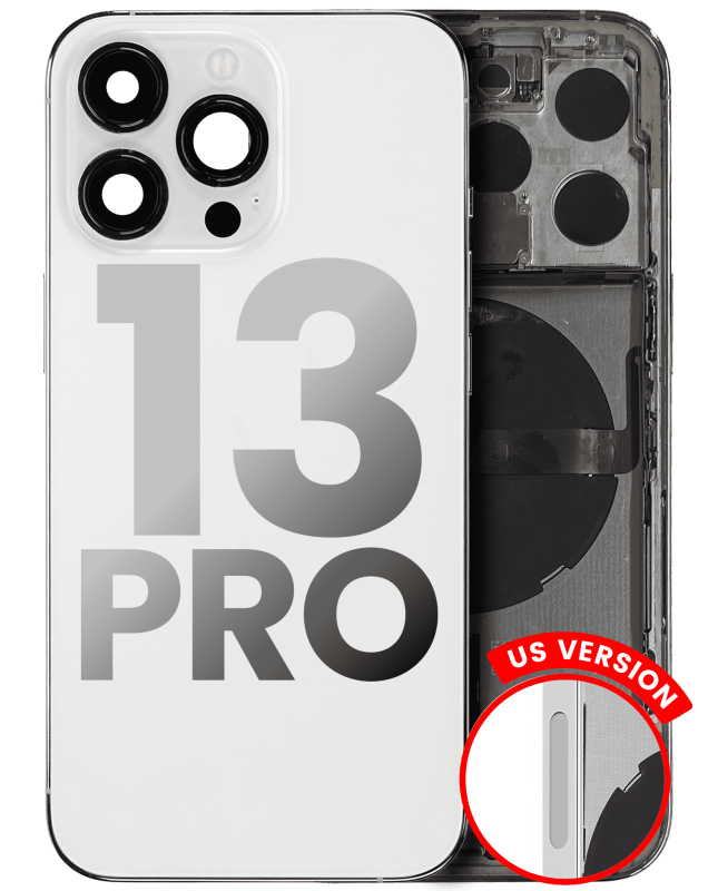 Back Housing W/ Small Components Pre-Installed Compatible For iPhone 13 Pro (US Version) (Used OEM Pull: Grade B) (Silver)