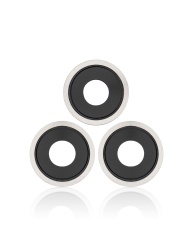 Back Camera Lens With Bracket & Bezel Compatible For iPhone 12 Pro Max (Silver) (Real Sapphire / Premium)