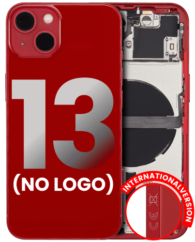 Back Housing W/ Small Components Pre-Installed Compatible For iPhone 13 (No Logo) (Aftermarket Plus) (International Version) (Red)