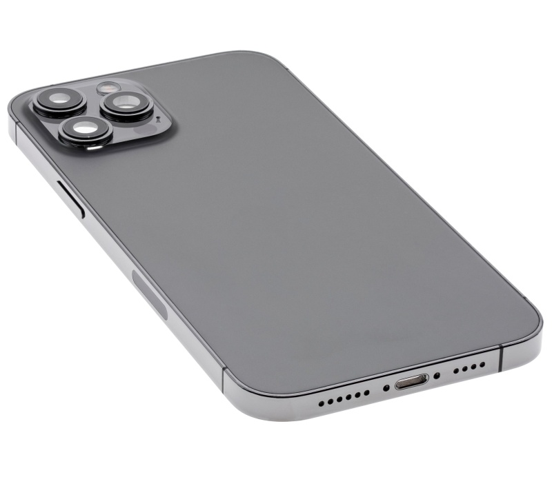 Back Housing W/ Small Components Pre-Installed Compatible For iPhone 12 Pro Max (US Version) (Used OEM Pull: Grade C) (Graphite)