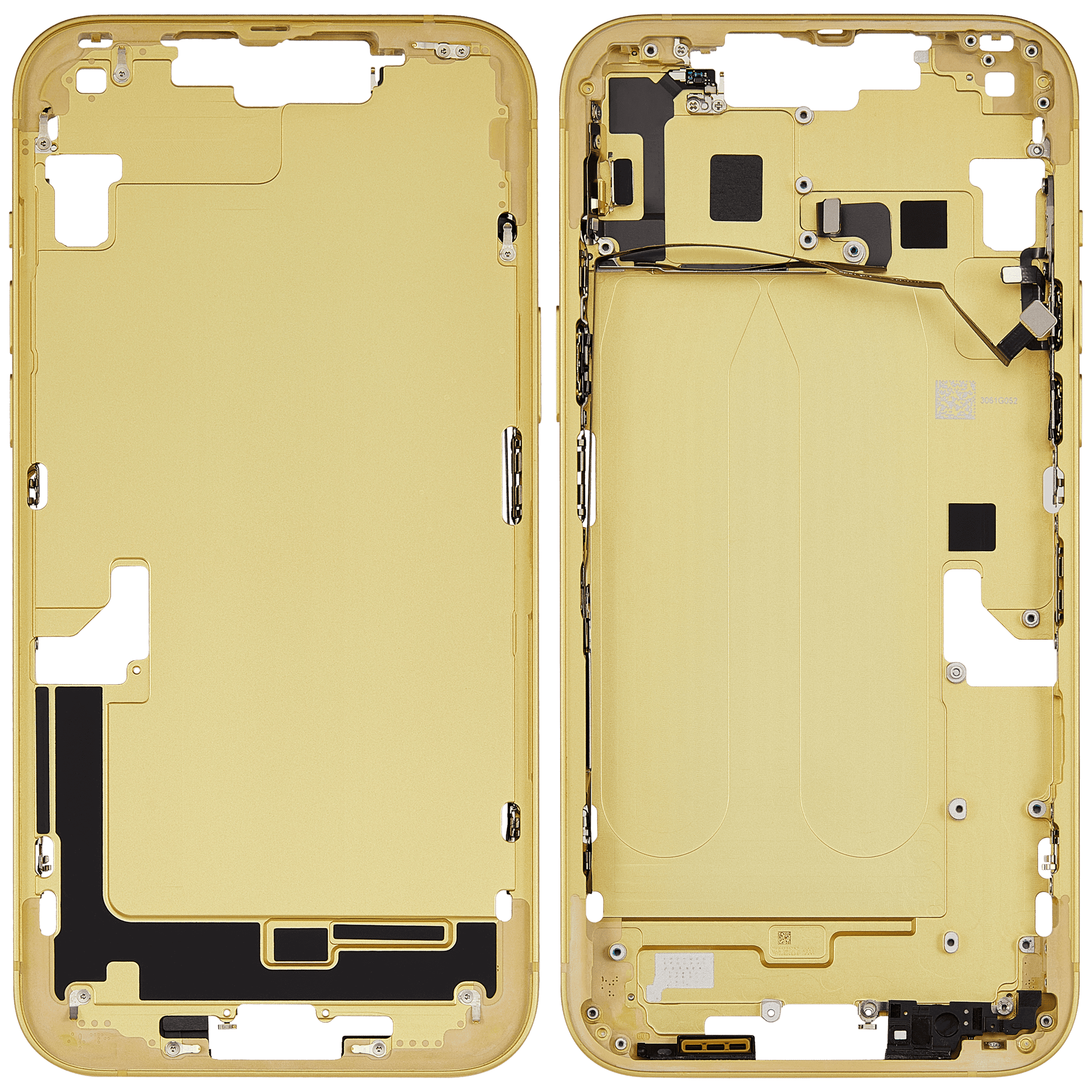 Mid-Frame Housing With Power And Volume Button Compatible For iPhone 14 Plus (US Version) (Used OEM Pull: Grade A) (Yellow)