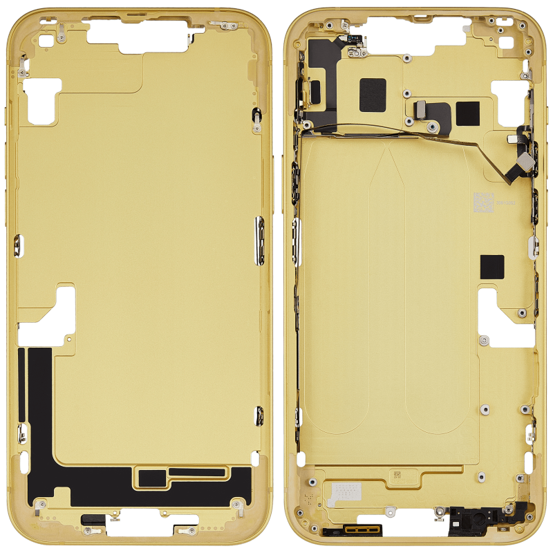 Mid-Frame Housing With Power And Volume Button Compatible For iPhone 14 Plus (US Version) (Used OEM Pull: Grade A) (Yellow)