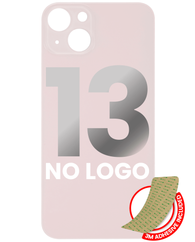 Back Glass With 3M Adhesive Compatible For iPhone 13 (No Logo / Large Camera Hole) (Pink)