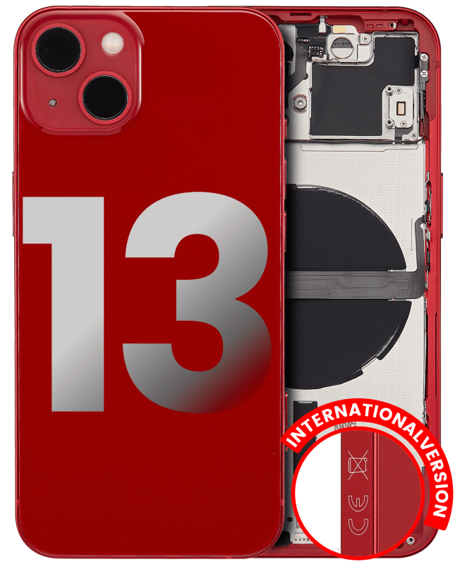 Back Housing W/ Small Components Pre-Installed Compatible For iPhone 13 (International Version) (Used OEM Pull: Grade B) (Red)