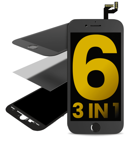 Glass With Frame &amp; OCA Pre-Installed Compatible For iPhone 6 (Black) (Premium / 3 in 1) (2 Pack)