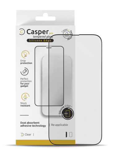 Casper Pro Silicone Tempered Glass Compatible For iPhone 14 Pro Max (Retail Pack) (Clear)