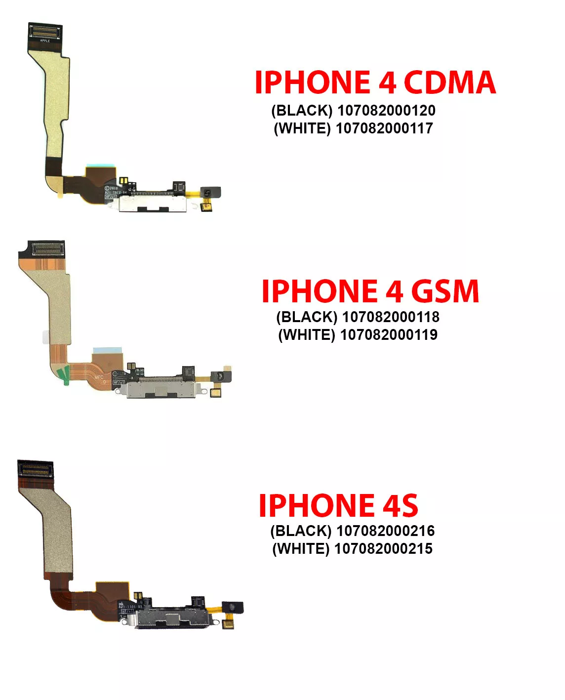 Charging Port Cable Compatible For iPhone 4S (White)