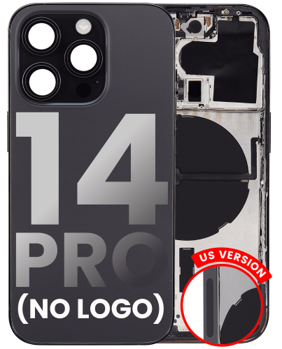 Back Housing W/ Small Pre-Installed Compatible For iPhone 14 Pro (U.S Version) (Aftermarket Plus) (Space Black)