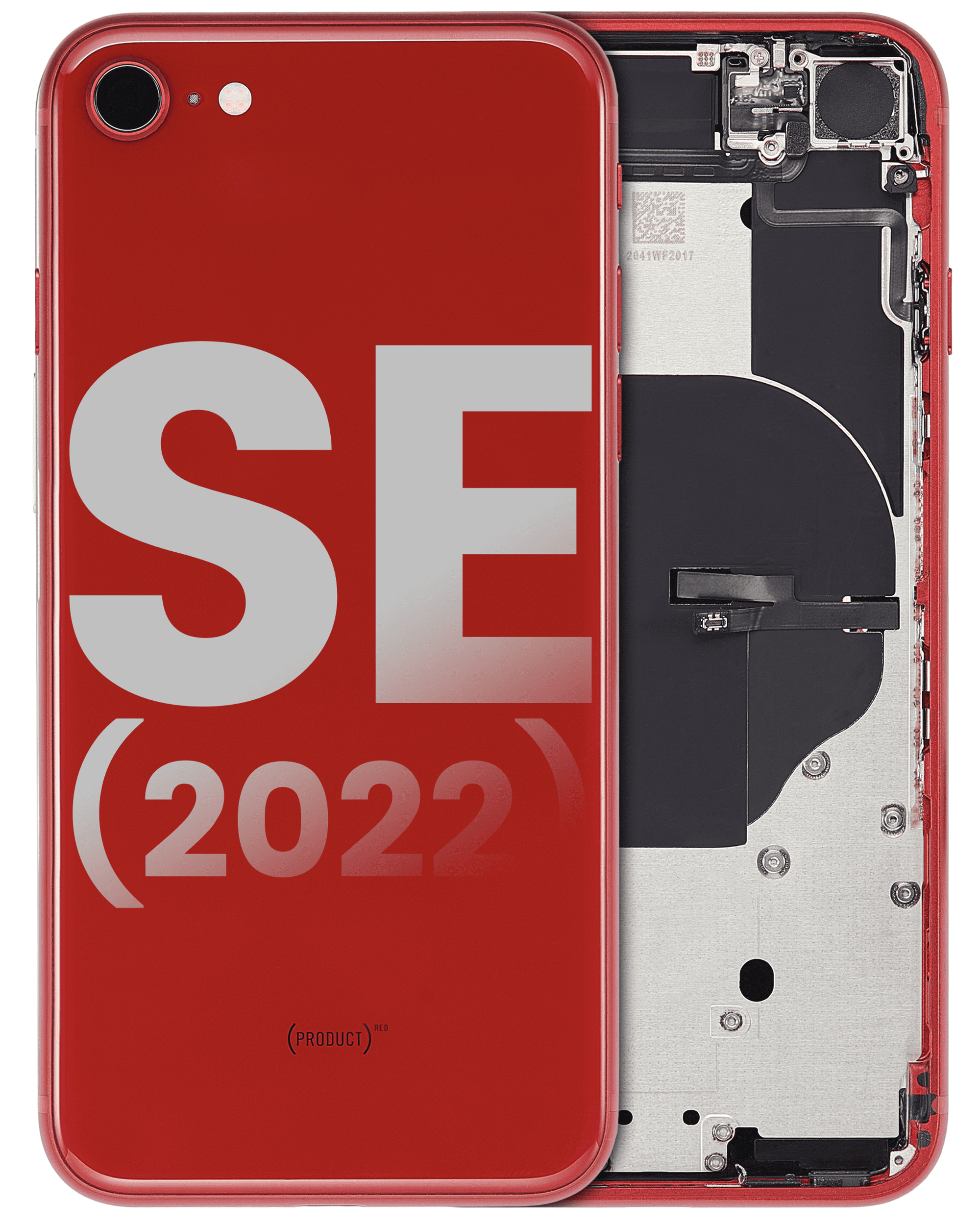 Back Housing W/ Small Components Pre-Installed Compatible For iPhone SE (2022) (Used OEM Pull: Grade C) (Red)