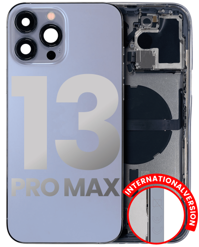 Back Housing W/ Small Components Pre-Installed Compatible For iPhone 13 Pro Max (International Version) (Used OEM Pull: Grade B) (Sierra Blue)