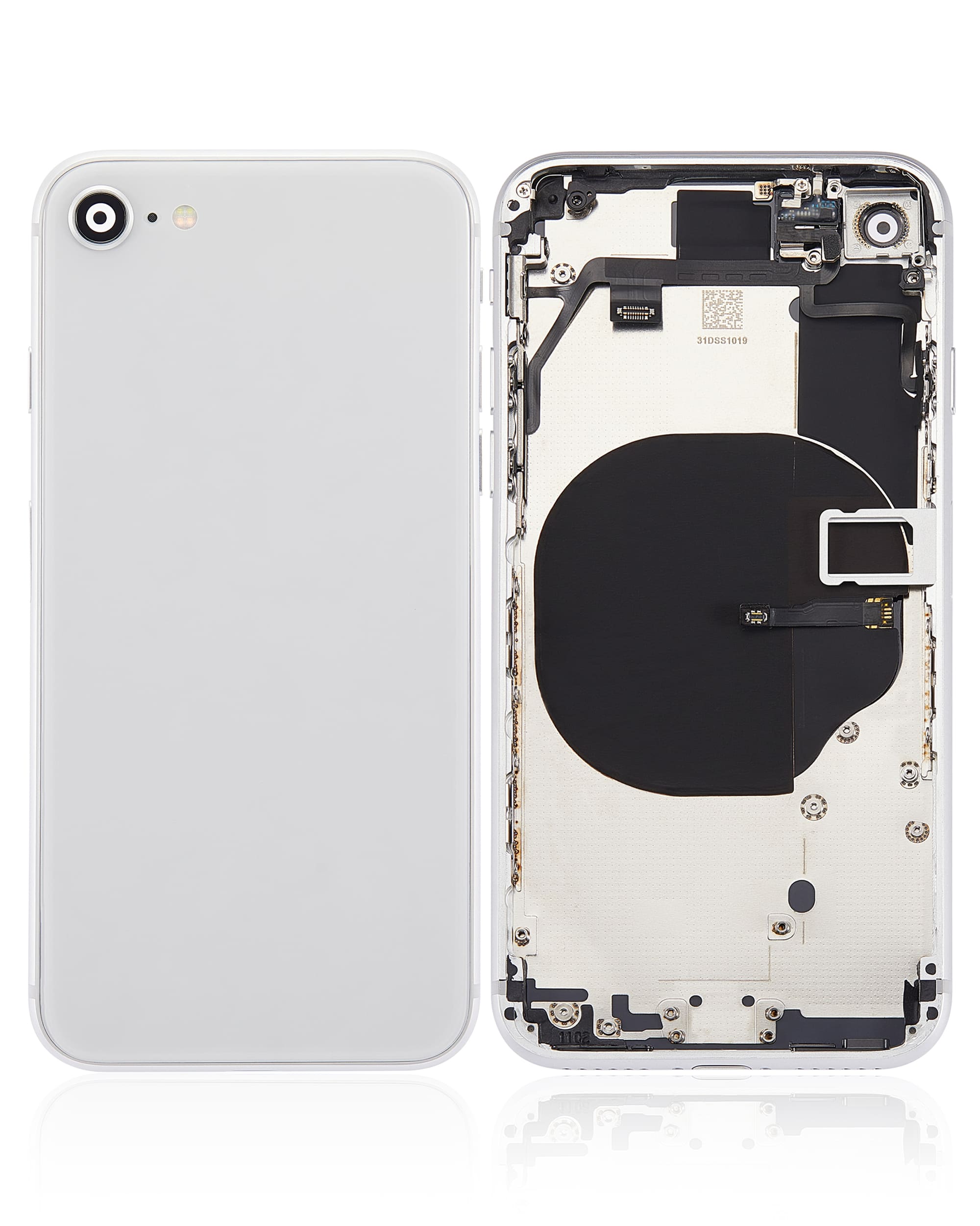 Back Housing W/ Small Components Pre-Installed Compatible For iPhone 8 (No Logo) (Aftermarket Plus) (Silver)