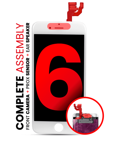 Complete LCD Assembly Compatible For iPhone 6 (With Front Camera: Prox Sensor &amp; Ear Speaker) (Aftermarket Pro: XO7) (White)