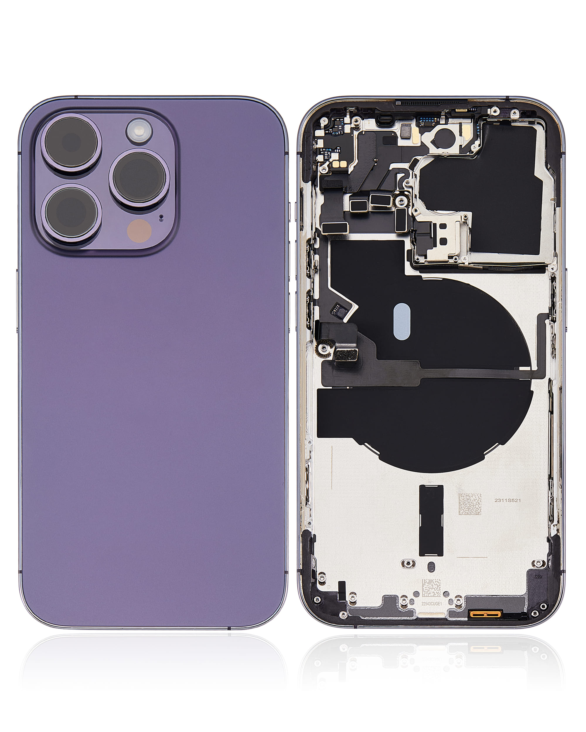 Back Housing W/ Small Pre-Installed Compatible For iPhone 14 Pro (U.S Version) (Used OEM Pull: Grade A) (Deep Purple)