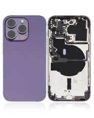 Back Housing W/ Small Pre-Installed Compatible For iPhone 14 Pro (U.S Version) (Used OEM Pull: Grade A) (Deep Purple)