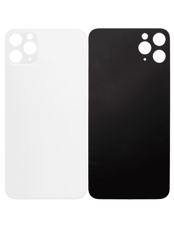 Back Glass With 3M Adhesive Compatible For iPhone 11 Pro Max (No Logo / Large Camera Hole) (Silver)