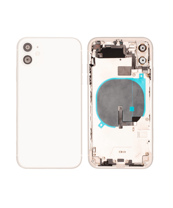 Back Housing W/ Small Components Pre-Installed Compatible For iPhone 11 (Used OEM Pull: Grade C) (White)