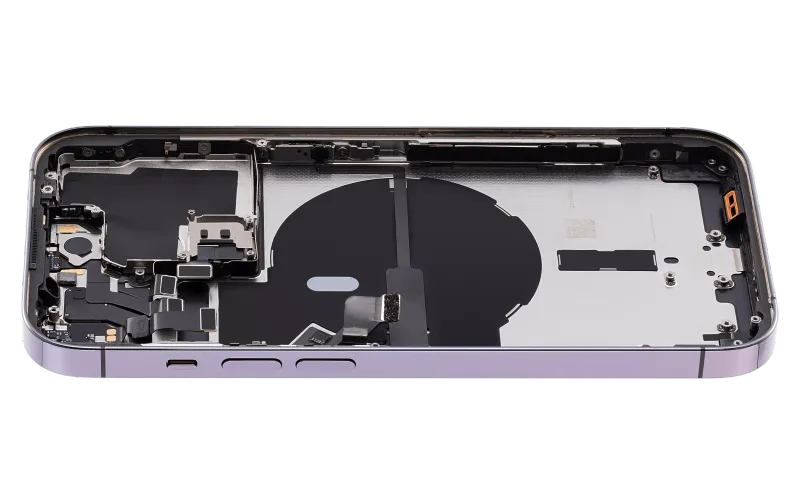 Back Housing W/ Small Pre-Installed Compatible For iPhone 14 Pro (U.S Version) (Used OEM Pull: Grade B) (Deep Purple)