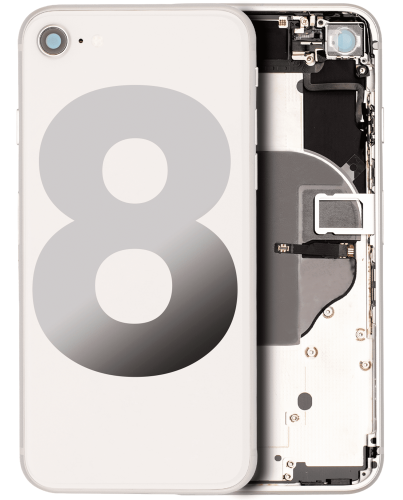 Back Housing W/ Small Components Pre-Installed Compatible For iPhone 8 (Used OEM Pull: Grade C) (Silver)