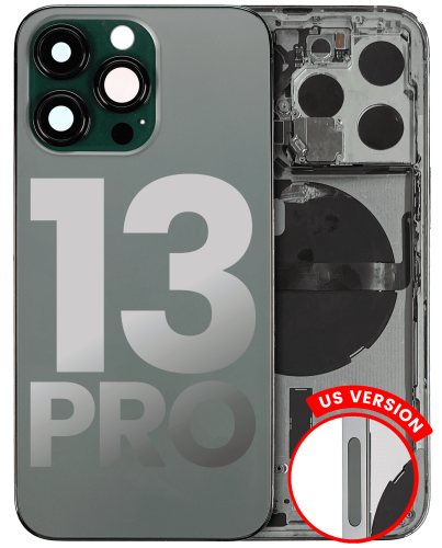 Back Housing W/ Small Components Pre-Installed Compatible For iPhone 13 Pro (US Version) (Used OEM Pull: Grade B) (Alpine Green)
