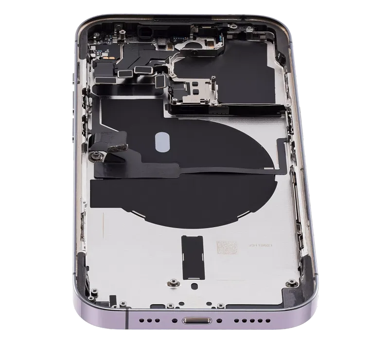 Back Housing W/ Small Pre-Installed Compatible For iPhone 14 Pro (U.S Version) (Used OEM Pull: Grade C) (Deep Purple)