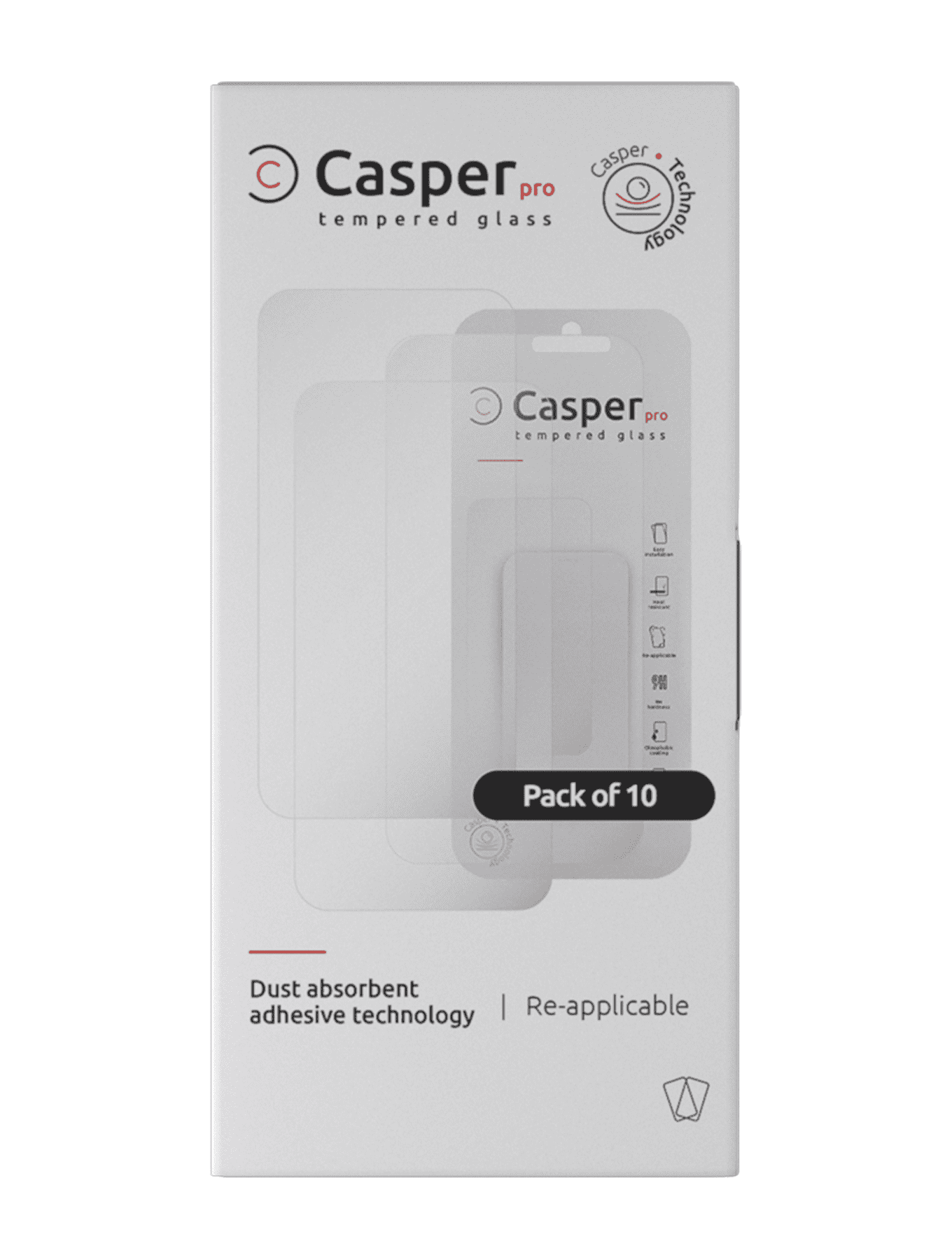 Casper Pro Tempered Glass Compatible For iPhone XR / 11 (10 Pack) (Clear)