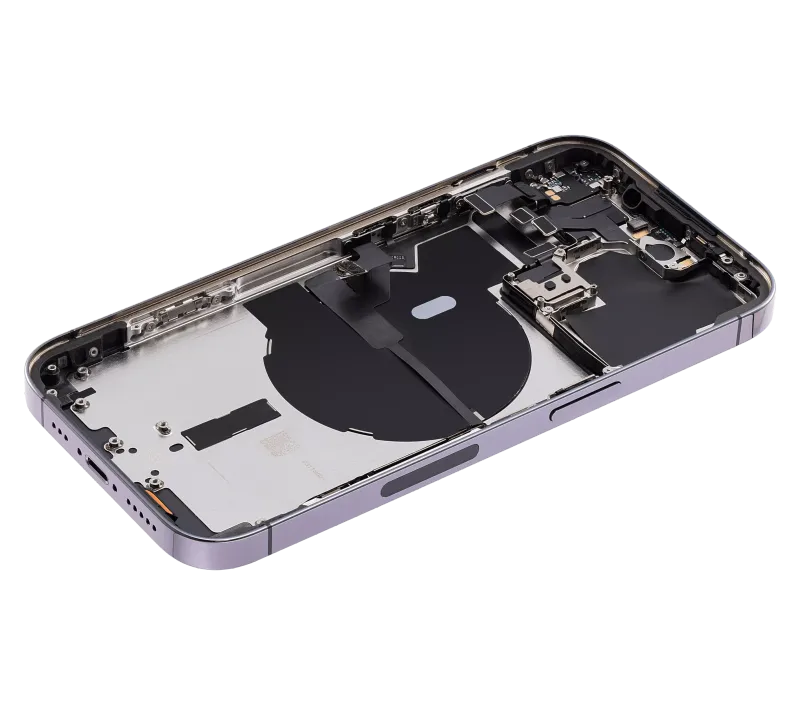Back Housing W/ Small Pre-Installed Compatible For iPhone 14 Pro (U.S Version) (Used OEM Pull: Grade C) (Deep Purple)