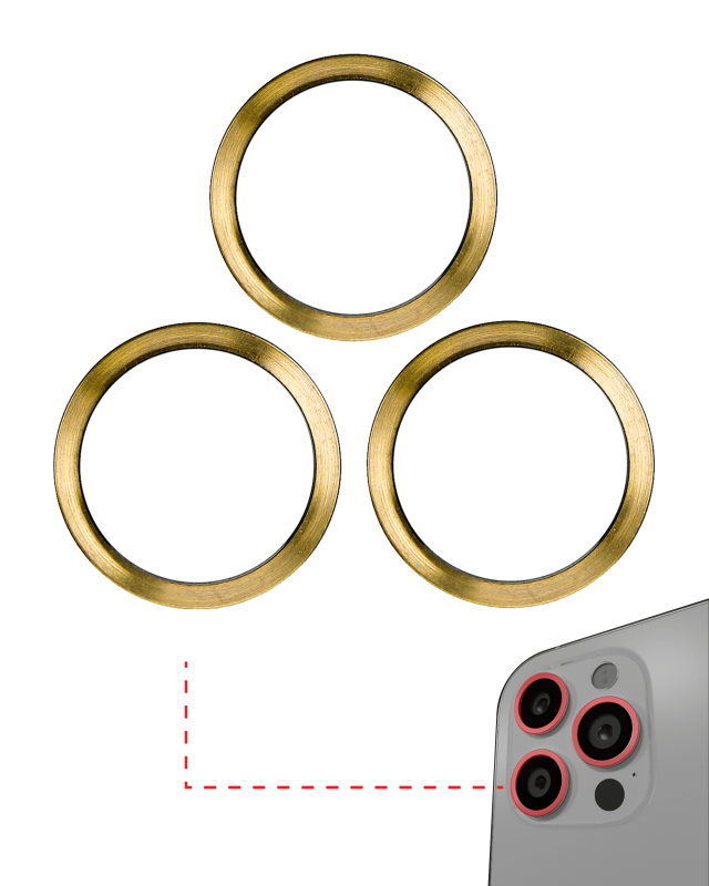 Back Camera Bezel Ring Only Compatible For iPhone 12 Pro Max (Gold) (3 Piece Set) (10 Pack)