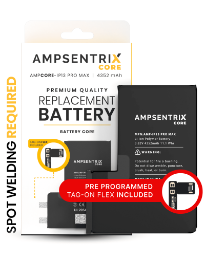 Replacement Battery Core with Universal Tag-On Flex Compatible For iPhone 13 Pro Max (Spot Welding Required) (AmpSentrix Core)
