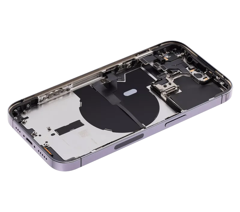 Back Housing W/ Small Pre-Installed Compatible For iPhone 14 Pro (U.S Version) (Used OEM Pull: Grade B) (Deep Purple)