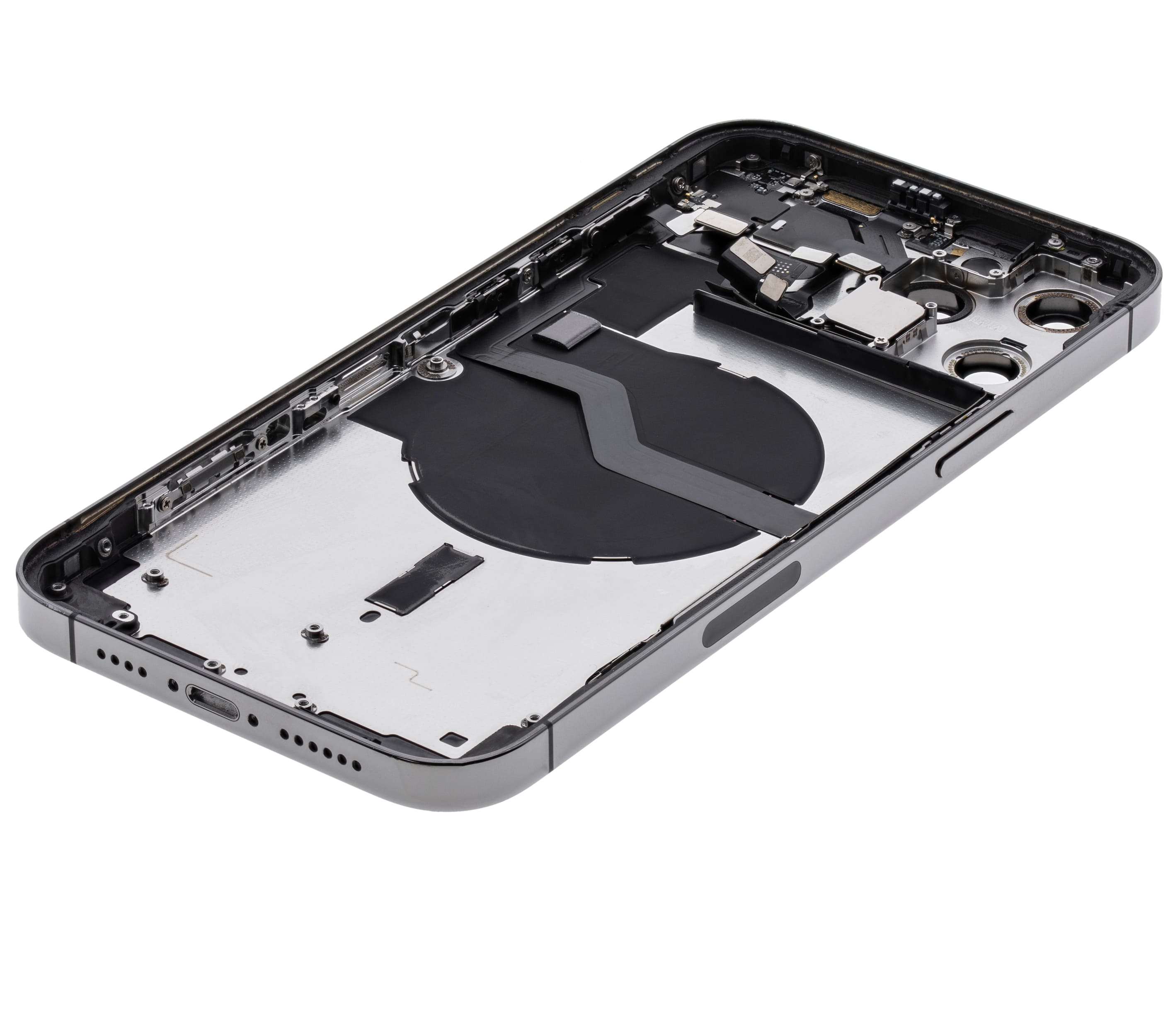Back Housing W/ Small Components Pre-Installed Compatible For iPhone 12 Pro Max (US Version) (Used OEM Pull: Grade C) (Graphite)