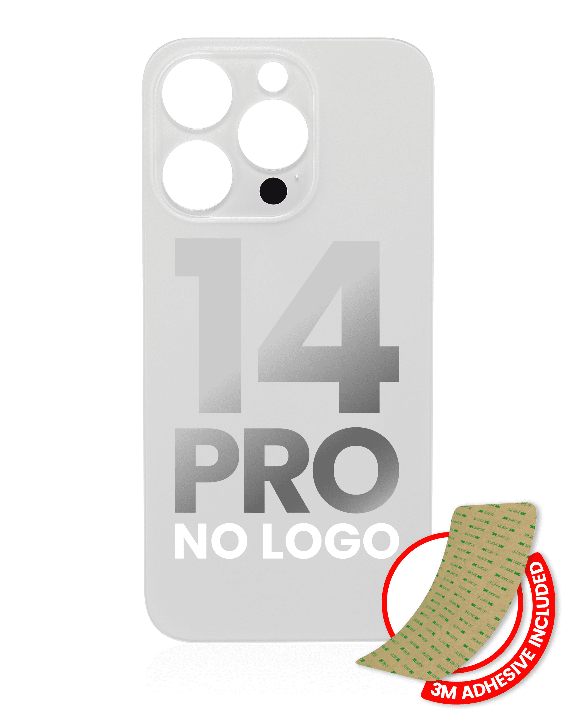 Back Glass With 3M Adhesive Compatible For iPhone 14 Pro (No Logo / Large Camera Hole) (Silver)